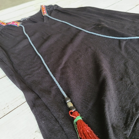 Black Boho Tank with Tassels - Picture 2 of 6